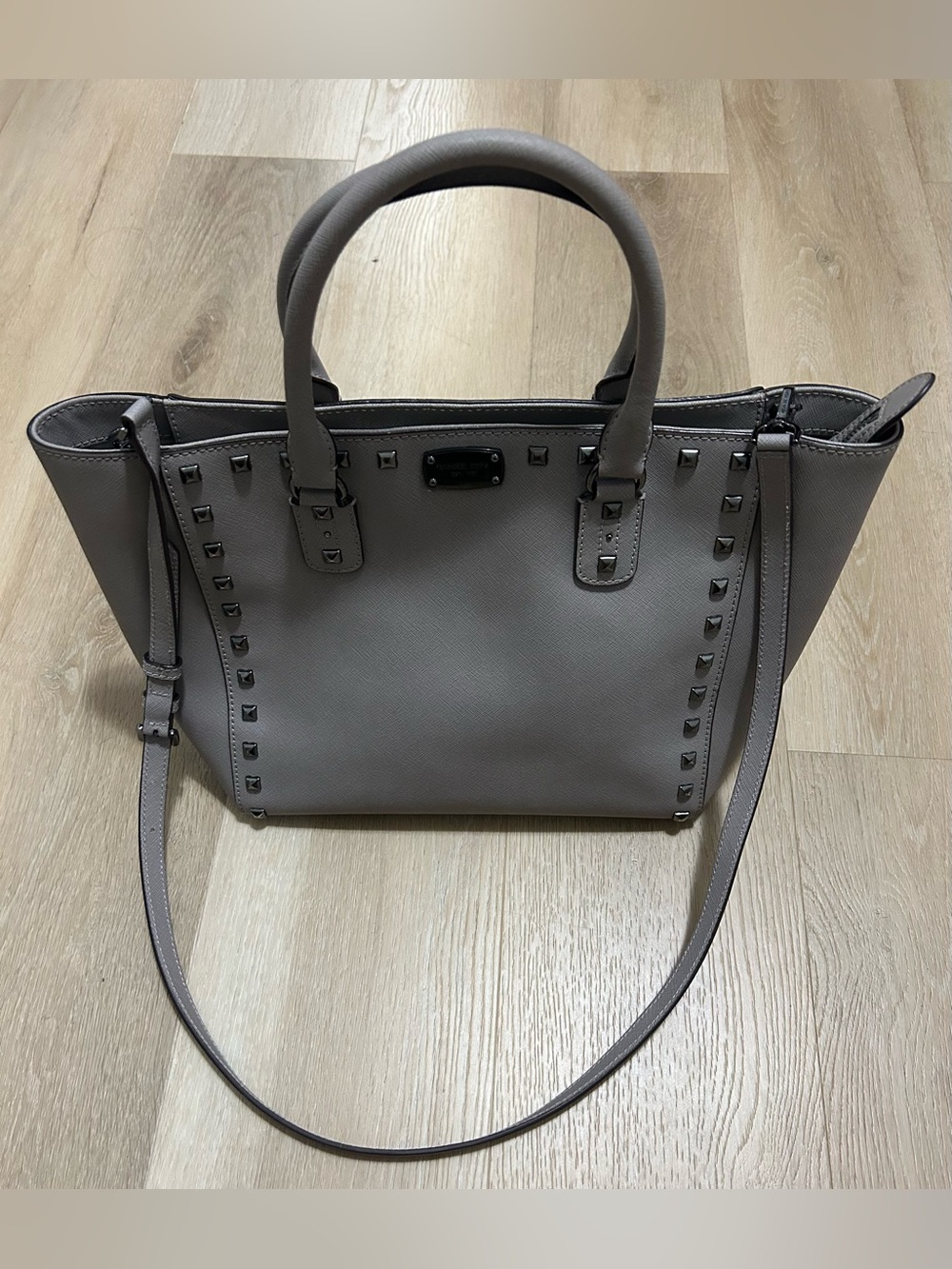 Michael Kors Gray Studded Shoulder Tote